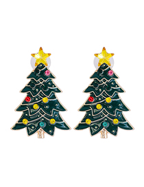 Fashion Christmas Tree Alloy Diamond Christmas Tree Stud Earrings