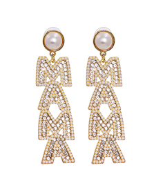 Fashion Letter Letter Stud Earrings With Pearls And Diamonds