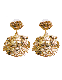 Fashion Gold Alloy Embossed Flower Earrings