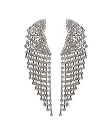Fashion Silver Alloy Full Diamond Tassel Earrings