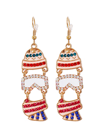 Fashion Red Color Alloy Diamond And Pearl Tassel Earrings