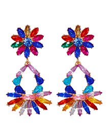 Fashion Color Geometric Hollow Diamond Flower Earrings
