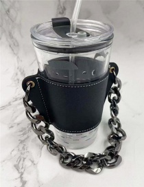 Fashion Black Cup Sleeve + Gun Color Chain Removable Geometric Chain Coffee Cup Holder