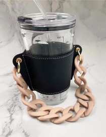 Fashion Black Cup Sleeve + Pink Chain Removable Geometric Chain Coffee Cup Holder