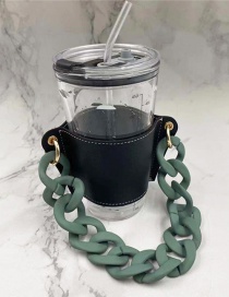 Fashion Black Cup Sleeve + Green Chain Removable Geometric Chain Coffee Cup Holder