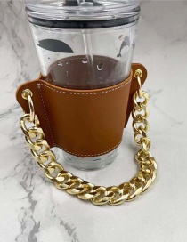 Fashion Brown Cup Sleeve + Light Gold Color Chain Removable Geometric Chain Coffee Cup Holder