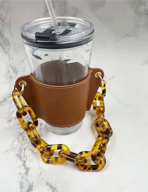 Fashion Brown Cup Sleeve + Amber Chain Removable Geometric Chain Coffee Cup Holder