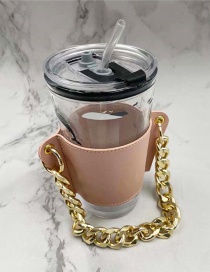 Fashion Pink Cup Set + Light Gold Color Chain Removable Geometric Chain Coffee Cup Holder