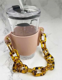 Fashion Pink Cup Set + Amber Chain Removable Geometric Chain Coffee Cup Holder