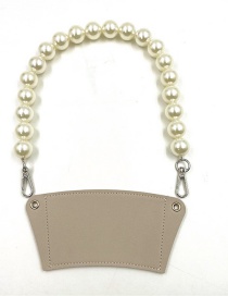 Fashion Light Gray Cup Set + Pearl Chain Removable Pearl Chain Coffee Cup Holder