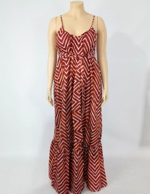 Fashion Brown Printed Halter Strap Dress