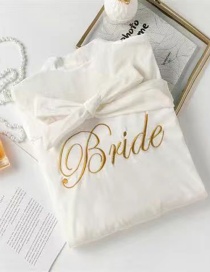 Fashion Gold Coloren Velvet Bridal Style-mi Zhen Gold Velvet Letter Embroidered Nightgown Cardigan