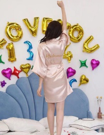Fashion Xiangbin Color Bridesmaid Print Imitation Silk Geometric Print Bandage Nightgown