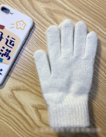 Fashion White Cashmere Plus Velvet Finger Gloves