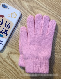 Fashion Light Pink Cashmere Plus Velvet Finger Gloves