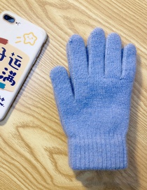 Fashion Light Blue Cashmere Plus Velvet Finger Gloves