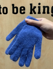 Fashion Blue Rabbit Fur Plus Velvet Finger Gloves