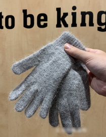 Fashion Grey Rabbit Fur Plus Velvet Finger Gloves