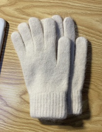 Fashion Apricot Rabbit Fur Plus Velvet Finger Gloves