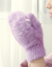 Fashion Light Purple Cartoon Rabbit Wool Mittens