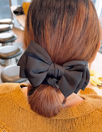 Fashion Black Silk Three-layer Bow Hair Tie