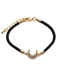 Fashion Cb00022+black Rope Copper Inlaid Zirconium Star And Moon Bracelet
