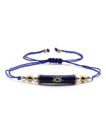 Fashion E Blue Copper Beads Beaded Pearl Eye Pull Bracelet