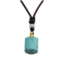 Fashion Nsn0083 Turquoise Perfume Bottle Pendant + 35cm Rope Geometric Crystal Tiger Eye Perfume Bottle Necklace