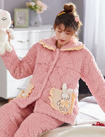 Fashion 10# Coral Fleece Cartoon Maternity Pajamas Set