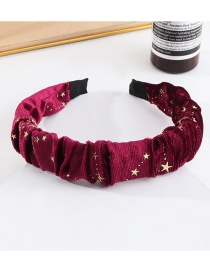 Fashion Dark Purple Velvet Five-pointed Star Pleated Broad-side Headband