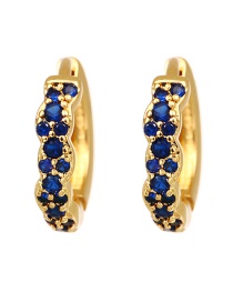 Fashion Navy Blue Copper Zirconium Irregular Geometry Ear Ring