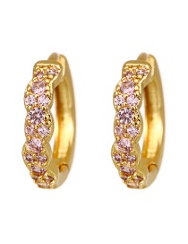 Fashion Light Pink Copper Zirconium Irregular Geometry Ear Ring