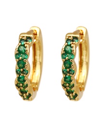 Fashion Green Copper Zirconium Irregular Geometry Ear Ring