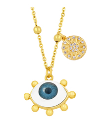 Fashion Blue Bronze Diamond Round Eye Necklace