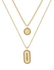 Fashion Gold Color Titanium Steel Letter Tag Double-layer Necklace