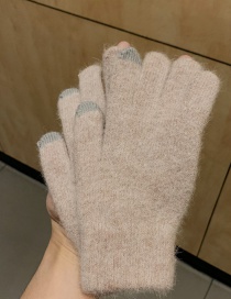 Fashion Bean Paste/touch Screen Rabbit Fur Plus Velvet Finger Gloves