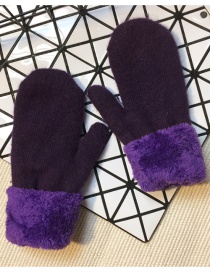 Fashion Deep Purple Rabbit Plush Full Finger Gloves