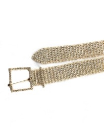 Fashion Gold Alloy Studded Belt With Square Buckle