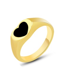 Fashion Black Titanium Steel Gold-plated Love Ring