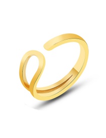 Fashion Gold Color Titanium Steel Geometric Hollow C-shaped Open Ring