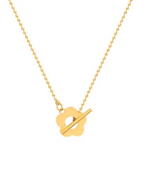 Fashion Gold Color Titanium Steel Gold-plated Ot Buckle Flower Necklace