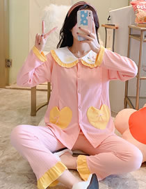 Fashion 3086 Pink Cotton Knitted Cartoon Pajamas Set