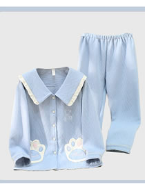 Fashion Footprints Bear Blue Air Cotton Cartoon Pajamas Set