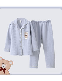 Fashion Bow Tie Bear Blue Air Cotton Cartoon Pajamas Set