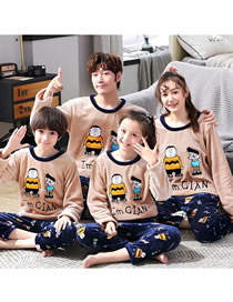 Fashion Technical Safety (8-16 Yards) Flannel Cartoon Parent-child Pajamas Set