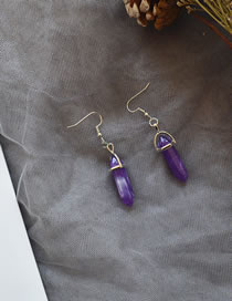 Fashion Purple Resin Diamond Hexagonal Stud Earrings