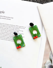 Fashion Green Square Acrylic Geometric Three-dimensional Cartoon Earrings