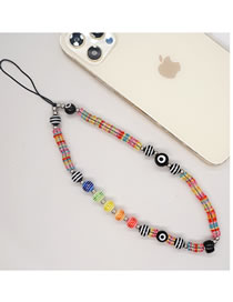 Fashion Qt-k210223a Acrylic Mixed Color Beads Striped Round Beads Eye Phone Chain