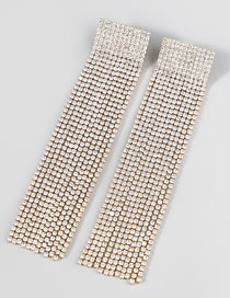 Fashion Gold Color Alloy Diamond Square Tassel Earrings