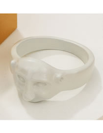 Fashion White Alloy Abstract Face Ring